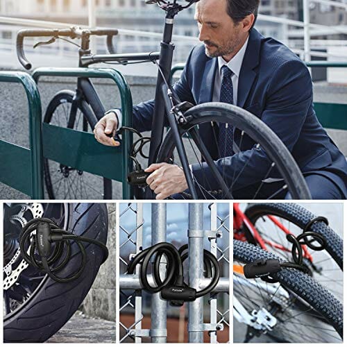 Blokada rowerowa Blokada kablowa 180 cm/12 mm z 2 kluczami i metalową linką Wytrzymała blokada rowerowa, bezpieczna kombinacja z uchwytem montażowym, wysokowydajny kabel do roweru trójkołowego skutera - obrazek 2