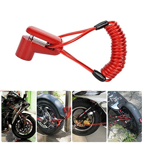 Blokada hamulca tarczowego, zamki tarczowe motocykla, skuter elektryczny, ochrona przed kradzieżą z liną przypominającą o długości 1,2 m, blokada bezpieczeństwa do skuterów elektrycznych, roweru, motocykla (czerwony) - obrazek 5