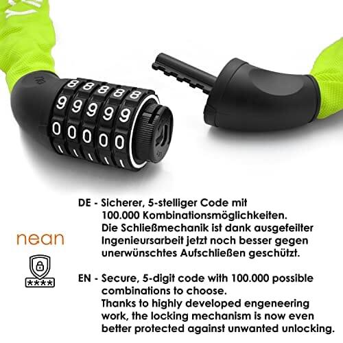 nean Zapięcie rowerowe z cyframi i wysokim stopniem bezpieczeństwa, za - obrazek 8