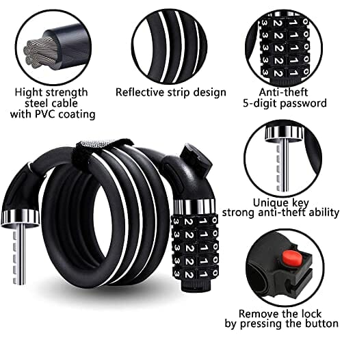 Blokada łańcucha, 1,2 m High Security zamek łańcucha rowerowego, długie zamki kablowe odporne na warunki atmosferyczne wytrzymałe zapięcie rowerowe z 5-cyfrowym kodem, do roweru, motocykla, bramy (odblaskowe) - obrazek 8