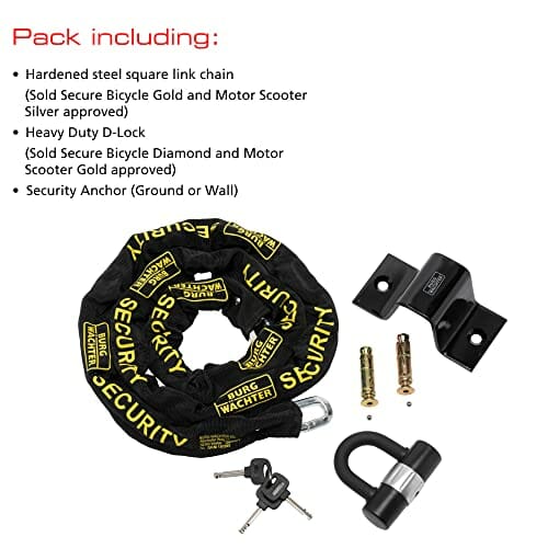 Burg-Wachter Unisex's 2 m sprzedawany bezpieczny zamek i kotwica do mocowania w ziemi zamek rowerowy, czarny - obrazek 4