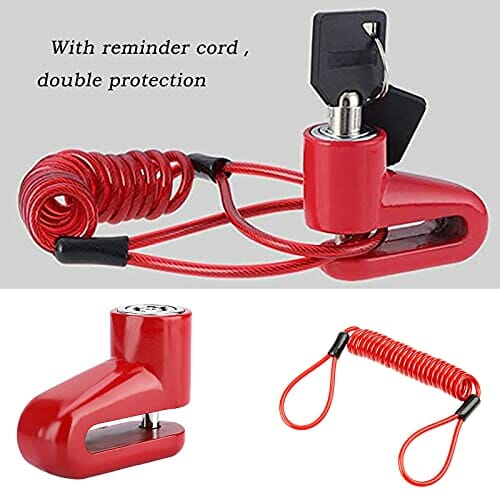 Bantre Blokada hamulca tarczowego do roweru, ochrona przed kradzieżą, blokada hamulca tarczowego, z linką przypominającą, do motocykli, rowerów, pojazdów elektrycznych - obrazek 6