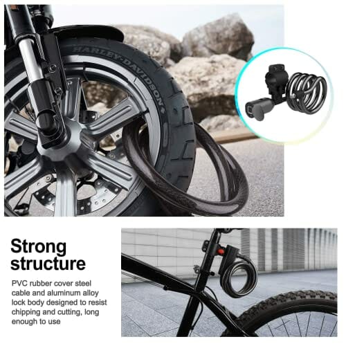 Anweller Zapięcie rowerowe, czytnik linii papilarnych, wodoodporne, przenośne, z uchwytem na zapięcie rowerowe, Smart Lock z 20 odciskami palców, zabezpieczenie przed kradzieżą z drutu stalowego 12 mm (czarne) - obrazek 5