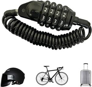 Kabel do zamka rowerowego o długości 1,5 m, 4-cyfrowy resetowalny zamek bezpieczeństwa, blokada rowerowa, zabezpieczenie przed kradzieżą, wytrzymały drut stalowy do roweru, motocykla, bramy, garażu, ogrodzenia - czarny