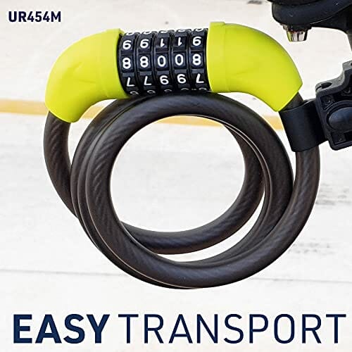 URBAN UR454L Kłódka Rowerowa z kombinacją elastyczny kabel stalowy Ø12 180cm z kodem bezpieczeństwa Anti-Theft rower wytrzymały kompaktowy łatwy transport, Unisex-Adult, czarny - obrazek 3