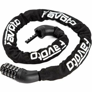 Favoto Blokada rowerowa 5-cyfrowe urządzenie zabezpieczające przed kradzieżą blokada szyfrowa blokada łańcucha rowerowego blokada motocyklowa ze stalowymi ogniwami łańcucha na grill rowerowy, drzwi motocyklowe czarne 96 cm