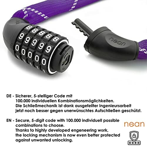 nean Zapięcie rowerowe z cyframi, wysokie bezpieczeństwo i bardzo wytr - obrazek 8