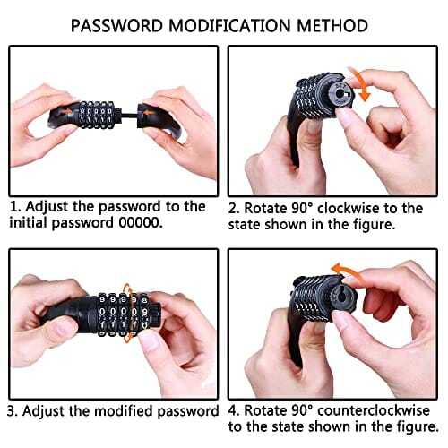 Blokada łańcucha, 1,2 m High Security zamek łańcucha rowerowego, długie zamki kablowe odporne na warunki atmosferyczne wytrzymałe zapięcie rowerowe z 5-cyfrowym kodem, do roweru, motocykla, bramy (odblaskowe) - obrazek 7