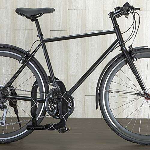 nean czworokątne zapięcie łańcuchowe do roweru, motocykla, 2 klucze bezpieczeństwa, wysokie bezpieczeństwo i bardzo wytrzymała powłoka z tkaniny, ogniwa łańcucha z hartowanej stali, 8 x 8 x 900 mm, kolor czarny - obrazek 6