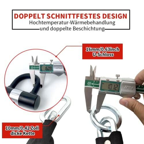 Antykradzieżowy zamek łańcuchowy do motocykla, 90 cm, wytrzymały łańcuch rowerowy o grubości 10 mm, z 4 przyciskami bezpieczeństwa 16 mm, zamek tarczowy, odporny na przecięcia łańcuch rowerowy do skutera - obrazek 6