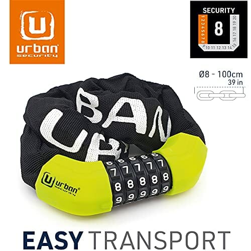 URBAN UR890 Blokada Rowerowa Łańcuch Stalowy Antykradzieżową Ø8 100cm - obrazek 6