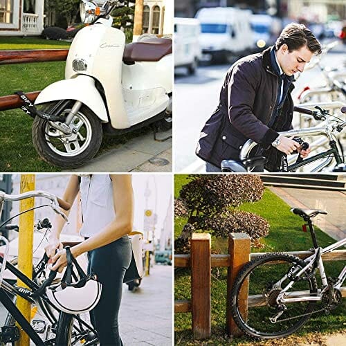 BIFY Zamek rowerowy, 38 mm (szerokość) x 970 mm (długość) 680 g, stalowy łańcuch łańcuchowy, z wysokim stopniem bezpieczeństwa, do rowerów, motocykli, drzwi, bramy (czerwony) - obrazek 3