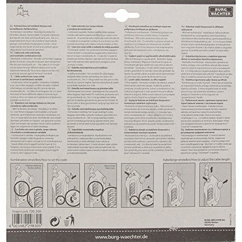 Burg-Wächter zapięcie kablowe z zamkiem szyfrowym, Snap+Lock, 2 metry, - obrazek 3