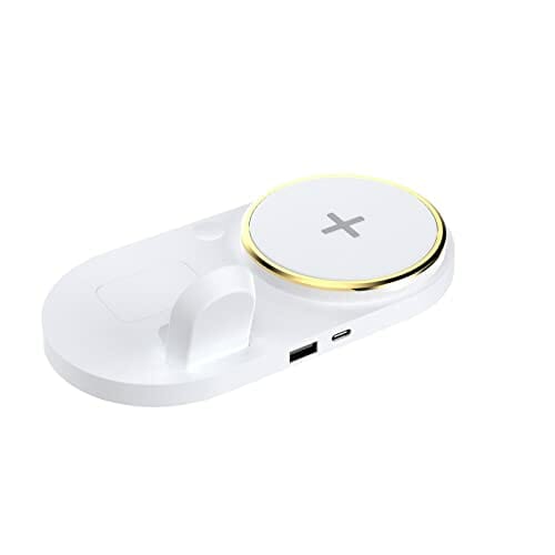 Bezprzewodowa ładowarka 4 w 1 Stojak 15 W Szybka bezprzewodowa stacja ładująca Kompatybilna z zegarkiem A-pple - iPhone 13Pro Max Z oświetleniem LED Wielofunkcyjny (Color : Noir) - obrazek 5