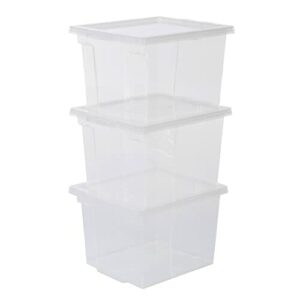 Iris Ohyama, Zestaw 3, Pudełka do przechowywania, 10 L, z pokrywą, możliwość układania w stosy, garaż, sypialnia, pokój dzienny - Useful Storage Box USB-S - Przezroczysty