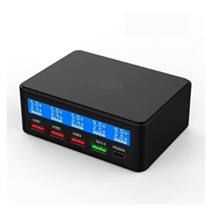 Stacja ładująca USB Ładowarka 65 W Multi USB PD QC 2.0/3.0 Szybka ładowarka Szybkie ładowanie Stacja ładująca Przewód do biura, szkoły i domu (Color : Nero, Size : 1)