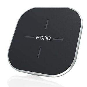 Amazon Brand - Eono Bezprzewodowa Ładowarka C2 Bezprzewodowa Ładowarka 15W Qi certyfikowana bezprzewodowa podkładka szybkiego ładowania dla iPhone Galaxy S20/20+,Czarny(Bez zasilacza AC)