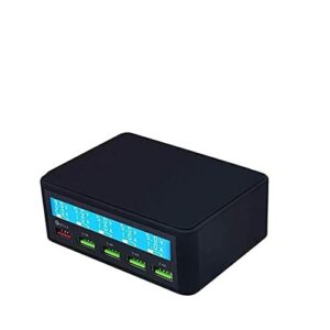 Stacja ładująca USB Szybka ładowarka QC 3.0 Przenośny, wieloportowy wyświetlacz LCD USB o mocy 50 W, szybki do biura, szkoły i domu (Color : Nero, Size : 1)