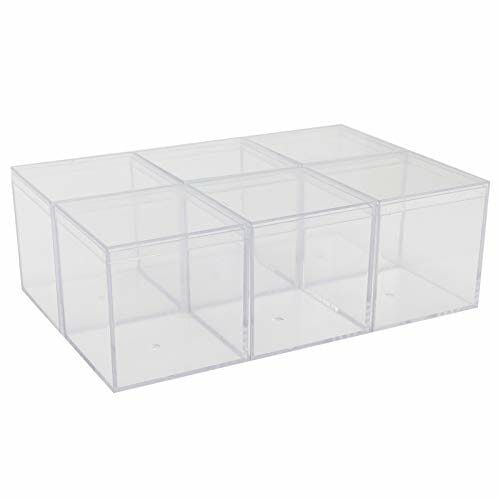 6 Zestaw Małe Przezroczyste Akrylowe Pudełko do Przechowywania Przezroczysta Plastikowa Kwadratowa Kostka z Oddzielną Pokrywką Pudełko na Cukierki Ciasteczka Pudełko do Pakowania Prezentów ślub - obrazek 6