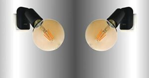 TRANGO Zestaw 2 lampek LED 11-259A z wtyczką, w tym 1x 4 W 2500K złota ciepła biel LED E27 w kolorze matowej czerni Kinkiet *ANNA*, lampka nocna, lampka ścienna, lampka kuchenna, lampka wtyczkowa