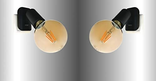 TRANGO Zestaw 2 lampek LED 11-259A z wtyczką, w tym 1x 4 W 2500K złota ciepła biel LED E27 w kolorze matowej czerni Kinkiet *ANNA*, lampka nocna, lampka ścienna, lampka kuchenna, lampka wtyczkowa