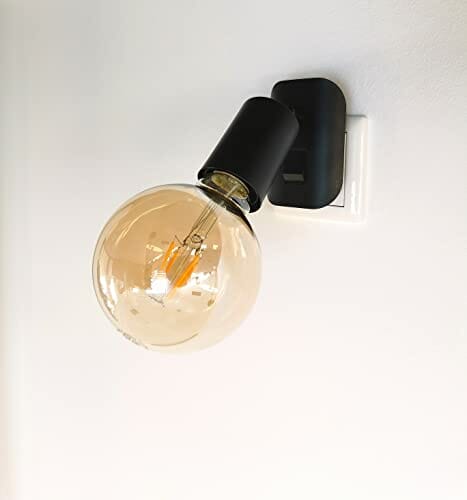 TRANGO 11-059A Oświetlenie wtykowe LED z 1x 4 watową 2500K złota ciepła biała żarówka LED E27 w kolorze czarnym matowym *ANNA* kinkiet, lampka do czytania, lampka nocna, lampa kuchenna - obrazek 5