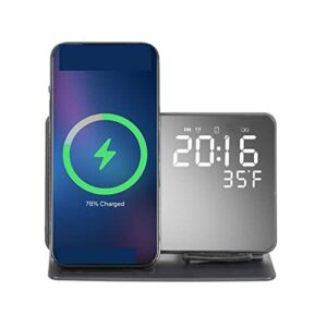 2 w 1 Bezprzewodowy wyświetlacz czasu ładowania Budzik 15 W Termometr Bezprzewodowe ładowanie