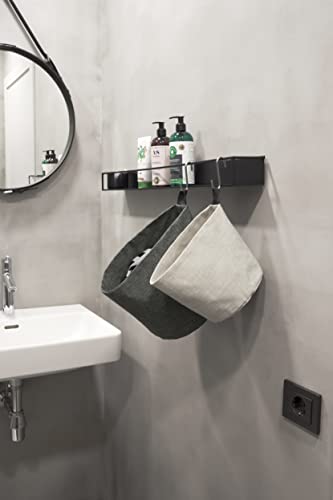 Bigso Box of Sweden Mały kosz wiszący – okrągły kosz ścienny z pętelką o wyglądzie lnu – pudełko do przechowywania do zawieszenia lub postawienia, z poliestru i kartonu, kolor beżowy - obrazek 4