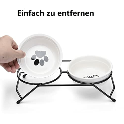 JOELELI Podwyższone miski dla kotów, podwójna miska dla kotów, ulepszone ceramiczne podwyższone poidło dla kotów, szczeniaków i małych psów, nadają się do mycia w zmywarce - obrazek 6