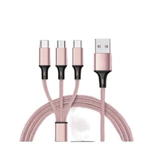 Stacja ładująca USB Kabel USB do ładowania 3 w 1 typu C Kabel USB do telefonu komórkowego Kabel do ładowania USB-C do biura, szkoły i domu (Color : 1.2M, Size : Pink)
