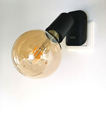 TRANGO 11-059A Oświetlenie wtykowe LED z 1x 4 watową 2500K złota ciepła biała żarówka LED E27 w kolorze czarnym matowym *ANNA* kinkiet, lampka do czytania, lampka nocna, lampa kuchenna