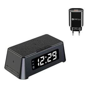 Bezprzewodowa stacja ładująca 15W Qi Budzik Bezprzewodowa podkładka ładująca do telefonu Plus Ładowarka do zegarka Słuchawki (Color : Black with plug, Size : 1)