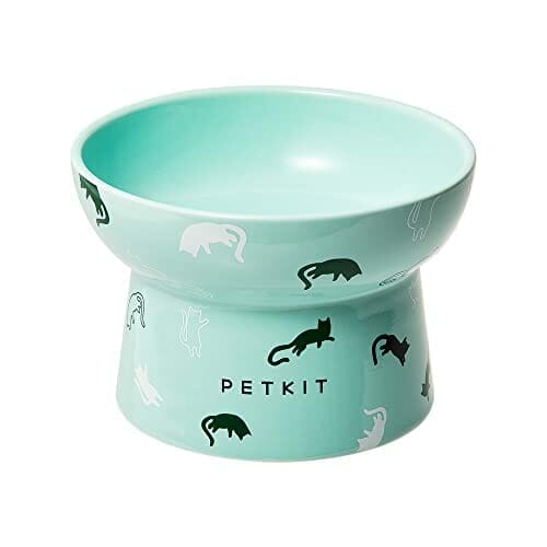 PETKIT ceramiczna miska na karmę, miska na karmę dla kota szczeniaka, duża miska ceramiczna, ochrona szyjki macicy. 13.8 * 13.8 * 9.4cm (Green, Grass)
