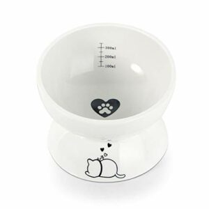 Burncalue Miska dla kota, miska na karmę, pokarm dla kotów, 30 ml, ceramiczna miska ze stojakiem, akcesoria dla kotów, ochrona przed przepływem zwrotnym, dla kotów i szczeniaków