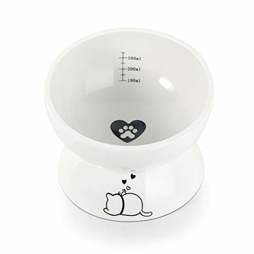 Burncalue Miska dla kota, miska na karmę, pokarm dla kotów, 30 ml, ceramiczna miska ze stojakiem, akcesoria dla kotów, ochrona przed przepływem zwrotnym, dla kotów i szczeniaków