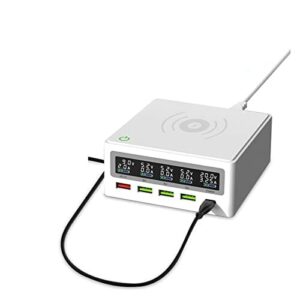 Stacja ładująca USB USB typu C PD stacja ładująca 65W zasilacz z bezprzewodową ładowarką LCD Qi telefon szybka stacja ładująca do laptopa Tablet ładowarka USB do biura, szkoły i domu