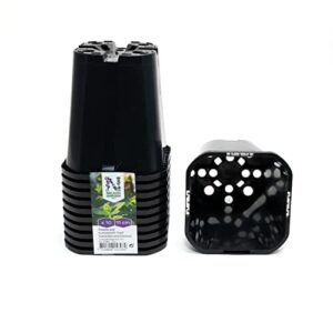 Nelson Garden 1933 Czarne kwadratowe doniczki do roślin (10 szt.) - wysokość: 12 cm, szerokość: 11 cm - plastikowe doniczki do sadzenia roślin doniczkowych lub uprawy sadzonek (dostępne różne rozmiary)