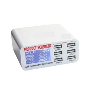 Stacja ładująca USB Mini 6-portowa inteligentna ładowarka USB Obsługa bezprzewodowego ładowania z wyświetlaczem LCD do narzędzi naprawczych do ładowania telefonu komórkowego do biura, szkoły i domu