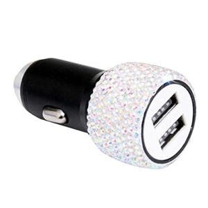 Stacja ładująca USB Ładowarka samochodowa, podwójny port USB szybkie ładowanie, konstrukcja młotka bezpieczeństwa, aby pomóc rozbić okna w sytuacjach awaryjnych z kryształkami Bling Rhinestone do biur