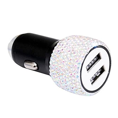 Stacja ładująca USB Ładowarka samochodowa, podwójny port USB szybkie ładowanie, konstrukcja młotka bezpieczeństwa, aby pomóc rozbić okna w sytuacjach awaryjnych z kryształkami Bling Rhinestone do biur