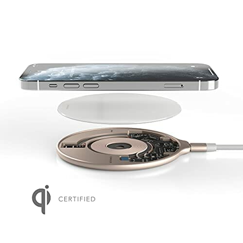 VONMÄHLEN Aura - bezprzewodowa ładowarka z certyfikatem Qi 15 W - z zasilaczem 4 w 1 18 W - bezprzewodowa ładowarka kompatybilna z iPhone, Airpods, Samsung, Huawei, Sony itd. (skóra różowe złoto) - obrazek 8