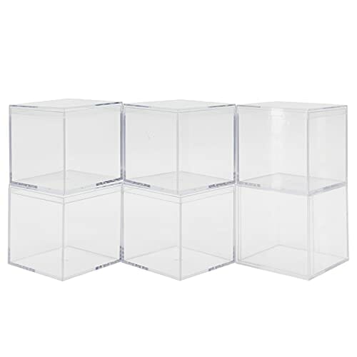 6 Zestaw Małe Przezroczyste Akrylowe Pudełko do Przechowywania Przezroczysta Plastikowa Kwadratowa Kostka z Oddzielną Pokrywką Pudełko na Cukierki Ciasteczka Pudełko do Pakowania Prezentów ślub - obrazek 5