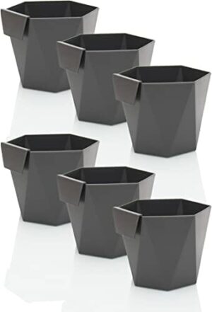 idea-station Play wisząca doniczka 6 x 11 cm – antracytowa – doniczki do zawieszenia z tworzywa sztucznego