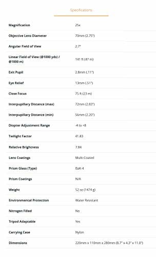 Celestron 71008 SkyMaster - Lornetka Celestron 71008 SkyMaster 25x70mm - obrazek 3