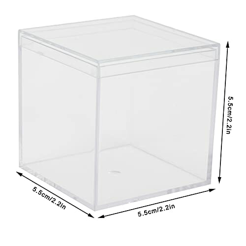 6 Zestaw Małe Przezroczyste Akrylowe Pudełko do Przechowywania Przezroczysta Plastikowa Kwadratowa Kostka z Oddzielną Pokrywką Pudełko na Cukierki Ciasteczka Pudełko do Pakowania Prezentów ślub - obrazek 9