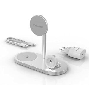 CubeNest Bezprzewodowa ładowarka 3 w 1, kompatybilna z iPhone 12/13/14, AirPods, Apple Watch i innymi urządzeniami obsługującymi technologię Magsafe | szybka ładowarka 20 W z rozkładaną ładowarką do zegarka Apple Watch