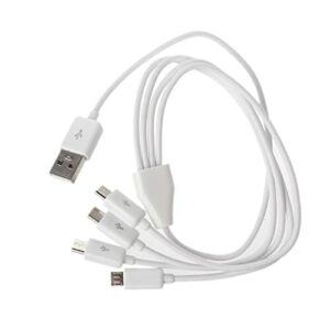 Stacja ładująca USB Przenośny USB 2.0 Typ A męski na 4 Micro USB Męski rozdzielacz Y Kabel ładujący do biura, szkoły i domu (Size : 0.5m, Color : Wit)
