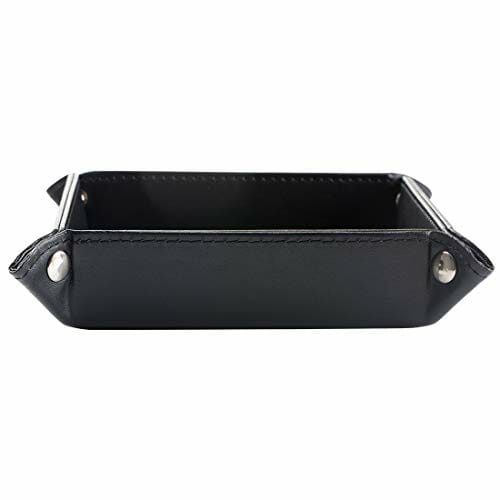 Tompig Skórzana taca, mała skórzana podajnik łapacz zatrzask biżuteria taca przy łóżku taca do przechowywania na drobne klucze, mały pojemnik do przechowywania przy łóżku - obrazek 5