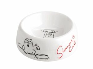 Karlie 44446 Miska dla Kota z Motywem Simon's Cat, ⌀ 14.5 cm, Biały