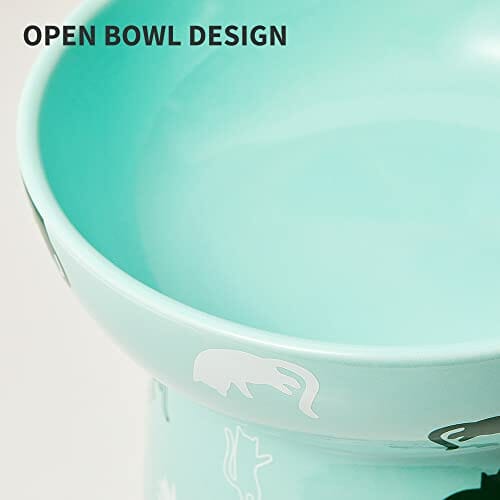 PETKIT ceramiczna miska na karmę, miska na karmę dla kota szczeniaka, duża miska ceramiczna, ochrona szyjki macicy. 13.8 * 13.8 * 9.4cm (Green, Grass) - obrazek 4